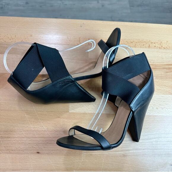 IRO Black Leather Sohak Elastic Strap Cone Heel Sandals 40 - Picture 5 of 7